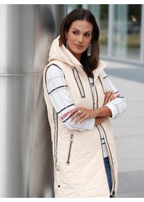 Inspirationen Damen Longweste, beige, Gr. 38, unifarben, 100% Polyester, Westen