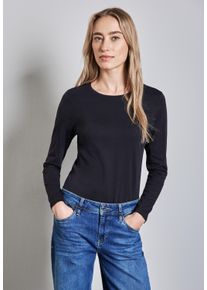 Street One Damen Langarmshirt, lila, casual, Gr. 46, unifarben, Web, 100% Baumwolle, Shirts, aus reiner Baumwolle
