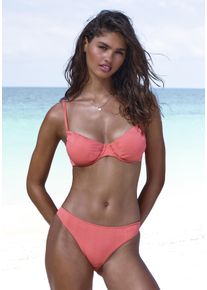 Damen Bügel-Bandeau-Bikini-Top "Nela", rot, Gr. 38, Copenhagen Studios, unifarben, strukturiert, Rippware, Recycling-Polyamid, Bikini-Oberteile, mit