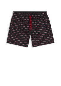 HUGO UNDERWEAR Herren Badehose, schwarz, casual, Gr. XL, Gewirkt, Obermaterial: 100% Polyester, Badehosen, durchgehender Split-Logo-Print,