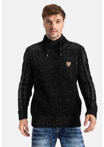 Cipo & Baxx CIPO & BAXX Herren Kapuzenpullover, schwarz, modisch, Gr. XXXL, unifarben, Strick, Obermaterial: 100% Polyacryl, Pullover
