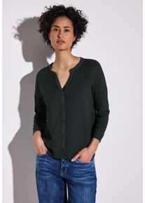 Street One Damen Shirtjacke, grün, casual, Gr. 34, Strukturmuster, Jersey, Obermaterial: 98% Polyester, 2% Elasthan, Shirts, mit Struktur