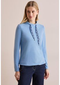 Cecil Damen Langarmshirt, blau, casual, Gr. XXL, unifarben, Stoff, 64% Polyester, 35% Viskose, 1% Elasthan, Shirts, mit Materialmix