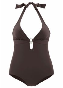 s.Oliver Damen Badeanzug "Tonia", braun, Gr. 34, unifarben, Microfaser, Polyamid, Badeanzüge, herausnehmbare Cups, im Nacken zu binden, im Rücken zu