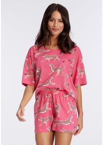 Vivance Dreams Damen Shorty, Gr. 32, pink, Single Jersey, Obermaterial: 60% Baumwolle, 40% Polyester, feminin, Homewear-Sets, mt Animal Alloverprint