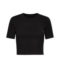 TRIGEMA Damen T-Shirt "TRIGEMA Modisches Crop-Top", schwarz, feminin, Gr. XL, 90% Baumwolle, 10% Elastan, Shirts