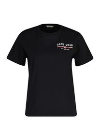 Gant Damen T-Shirt "REG GRAPHIC SS T-SHIRT", schwarz, casual, Gr. S, Single Jersey, Obermaterial: 100% Baumwolle, Shirts, regular fit, Print auf der