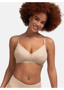 Dorina Damen Still-BH "VALERIA NURSING BRA", Gr. 90, beige, Spitze, Obermaterial: 89% Nylon, 11% Lyocell, feminin, BHs, bügellos, Stillclips für