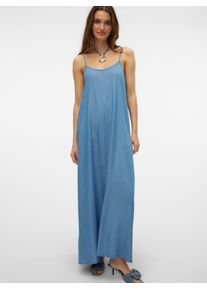 Véro Moda VERO MODA Damen Maxikleid "VMHARPER SL STRAP MAXI DRESS GA", blau, modisch, Gr. S, unifarben, Twill, Obermaterial: 100% Lyocell, Kleider