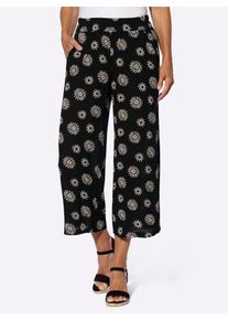 Inspirationen Damen Webhose, schwarz, Gr. 38, gemustert, mehrfarbig, 100% Viskose, Hosen