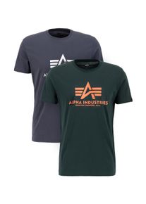 Herren T-Shirt "Alpha Industries Men - T-Shirts Basic T-Shirt BL 2 Pack", blau, Gr. S, Alpha Industries, Obermaterial: 100% Baumwolle, Shirts