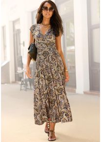 Lascana Damen Maxikleid, braun, modisch, Gr. 36, bedruckt, Jersey, Obermaterial: 100% Viskose, Kleider, mit Paisleydruck, weiche Viskoseware