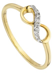 Jobo Damen Goldring "Ring Unendlich", 52, Gelbgold 375, gelb, Gelbgold 375, Fingerringe, 375 Gold mit 10 Zirkonia
