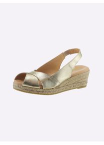 Heine Damen Sandalette, Gr. 37, gold, Leder, Leder, modisch, Schuhe