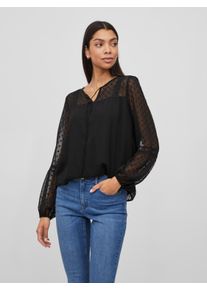 Vila Damen Blusenshirt "VIEDEE L/S TOP - NOOS", schwarz, modisch, Gr. 36, unifarben, Chiffon, Obermaterial: 100% Polyester, Shirts