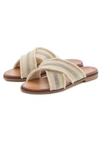 Vivance Damen Pantolette "Mule, Sandale, Sommerschuh", Gr. 41, beige, Obermaterial: 100% Textilmaterial. Futter: 100% Lederimitat. Decksohle: 100%