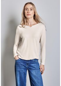 Street One Damen Langarmshirt, beige, casual, Gr. 46, unifarben, Stoff, 76% Viskose, 20% Modal, 4% Elasthan, Shirts, mit Elastiksaum