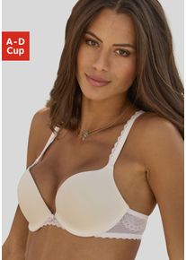 Lascana Damen Push-up-BH, Gr. 85, beige, Jersey, Microtouch, Obermaterial: 75% Polyamid, 17% Polyester, 8% Elasthan, BHs, mit besonders weichen