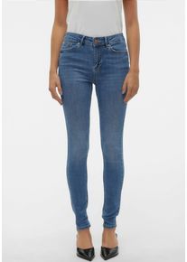 Véro Moda VERO MODA Damen Skinny-fit-Jeans "VMFLASH MR SKINNY JEANS LI347 NOOS", blau, modisch, Gr. S, unifarben, Denim/Jeans, Obermaterial: 89% Baumwolle, 9%