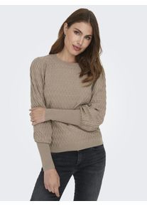 Only Damen Rundhalspullover "ONLFAYE LIFE L/S PULLOVER KNT NOOS", silber, modisch, Gr. L, unifarben, Strick, Obermaterial: 50% Viskose, 28%