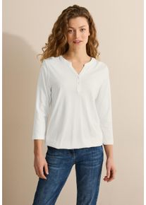 Cecil Damen 3/4-Arm-Shirt, weiß, casual, Gr. XXL, unifarben, Web, Stoff, 50% Modal, 50% Baumwolle, Shirts, mit 3/4 Ärmeln