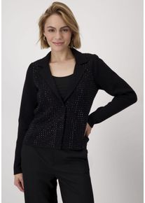monari Damen Strickjacke, schwarz, modisch, Gr. 34, unifarben, glänzend, Strick, Obermaterial: 75% Baumwolle, 25% metallisierte Fasern, Strickjacken,