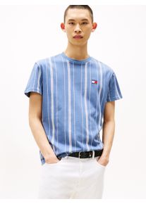 Tommy Jeans Herren T-Shirt "TJM REG VERT STRIPE SS TEE"blau moment stripe, casual, Gr. M, Single Jersey, Obermaterial: 100% Baumwolle, Shirts,