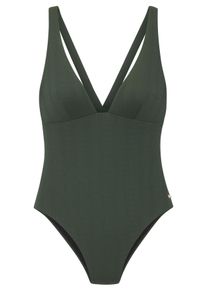 Damen Badeanzug "Nela", grün, Gr. 46, Copenhagen Studios, unifarben, strukturiert, Rippware, Recycling-Polyamid, Badeanzüge, mit modischer