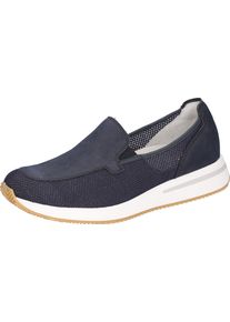 Waldläufer WALDLÄUFER Damen Slipper "H-Agnes", Gr. 8,5, blau, Textil, Nubukleder, sportlich, Schuhe, Schlupfschuh, Komfortschuh, Freizeitschuh, Weite H (=sehr