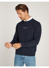Tommy Hilfiger Herren Sweatshirt "TOMMY LOGO TIPPED CREWNECK", blau, casual, Gr. XXXL, bedruckt, unifarben, kontrastfarbene Details, Sweatware,