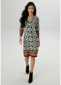 Damen Jerseykleid, orange, feminin, Gr. 46, Aniston SELECTED, gemustert, bedruckt, Jersey, Obermaterial: 85% Viskose, 10% Polyester, 5% Elasthan,