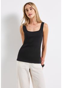 Street One Damen Shirttop, schwarz, casual, Gr. 38, unifarben, Jersey, Obermaterial: 95% Baumwolle, 5% Elasthan, Tops, mit Square Neck