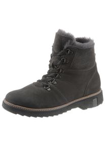 Waldläufer WALDLÄUFER Damen Winterboots "HITOMI", Gr. 3,5, grau, Nubukleder, Lammfell, sportlich, Schuhe, Outdoorboots, Schnürboots mit Lammfellfutter, H-Weite