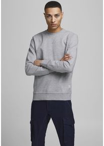 Jack & Jones JACK & JONES Herren Sweatshirt "BASIC SWEAT", grau, modisch, Gr. S, unifarben, Obermaterial: 100% Baumwolle, Sweatshirts