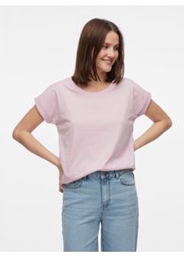 Vila Damen Rundhalsshirt "VIDREAMERS NEW PURE T-SHIRT/SU-NOOS", rosa, casual, Gr. S, unifarben, Jersey, Obermaterial: 50% Baumwolle, 50% Polyester,