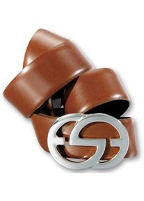 Silbergift Damen Koppelgürtel, braun, feminin,elegant,klassisch, Gr. 90, unifarben, Rindsleder, Gürtel, mit silberfarbener Schließe