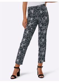 CRÉATION L CREATION L Damen Webhose, schwarz, Gr. 19, gemustert, mehrfarbig, 65% Baumwolle, 32% Polyamid, 3% Elasthan, Hosen