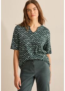 Cecil Damen Print-Shirtslate khaki, casual, Gr. M, bedruckt, Web, Stoff, 50% Modal, 50% Baumwolle, Shirts, im soften Baumwoll-Mix