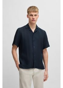 BOSS Orange Herren Kurzarmhemd "Rayer", blau, casual, Gr. XXL, unifarben, Web, Obermaterial: 100% Leinen, Hemden, aus Leinen