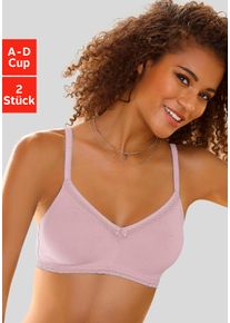 Nuance Damen Soft-BH, Gr. 70, rosa, Stoff, Obermaterial: 80% Baumwolle, 12% Elasthan, 8% Polyamid, klassisch, BHs, ohne Bügel aus weicher Baumwolle,