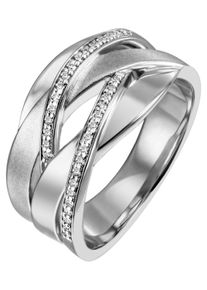 Jobo Damen Fingerring, 54, Silber 925 (Sterlingsilber), silber, Silber 925 (Sterlingsilber), Fingerringe, breit 925 Silber mit 34 Zirkonia
