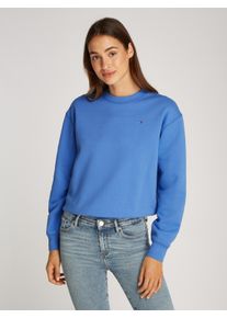 Tommy Hilfiger Damen Sweatshirt "REG FLAG ON CHEST SWTSHRT", blau, Basic, Gr. L, unifarben, Sweatware, Obermaterial: 100% Baumwolle, Sweatshirts, mit