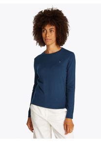 Tommy Hilfiger Damen Rundhalspullover "CO JERSEY STITCH LS C-NK SWT", blau, casual, Gr. XS, unifarben, Strick, Obermaterial: 67% Baumwolle, 33%