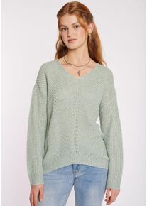 Haily's HAILY’S Damen Strickpullover "LS P VK Pi44pa", grün, feminin, Gr. M, meliert, Strick, Obermaterial: 94% Polyester, 3% Elasthan, 3% Nylon, Pullover