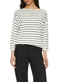 QS Damen 3/4 Arm-Pullover, schwarz, casual, Gr. XS, gestreift, Feinstrick, Obermaterial: 50% Polyacryl, 50% Viskose, Pullover, mit Streifenmuster