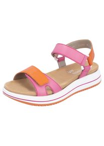 Remonte Damen Riemchensandale "Elisabeth Hurley-Collection", Gr. 42, pink, Leder, casual, Schuhe, Keilabsatz, Klettschuh, Sandalette mit Plateausohle