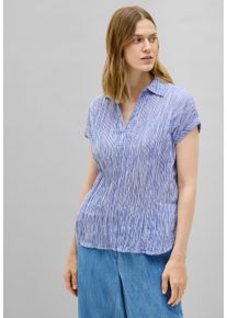 Cecil Damen Kurzarmblusedeep pastel blau, casual, Gr. S, gestreift, Web, 95% Baumwolle, 5% Elasthan, Blusen, im soften Baumwoll-Mix
