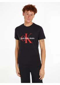 Herren T-Shirt, schwarz, casual, Gr. L, Calvin Klein Jeans, unifarben, Jersey, Obermaterial: 100% Baumwolle, Shirts, mit großem Print