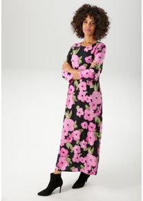 Aniston CASUAL Damen Maxikleidschwarz, pink, fuchsia, salbei, hellgrün, feminin, Gr. 42, geblümt, bedruckt, Batikmuster, Web, Obermaterial: 100%