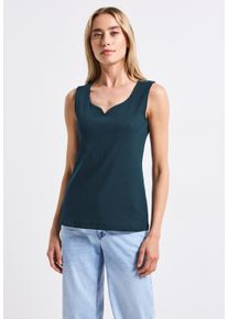 Street One Damen Trägertop, blau, casual, Gr. 36, unifarben, Web, 95% Baumwolle, 5% Elasthan, Tops, aus Baumwolle mit Stretchanteil